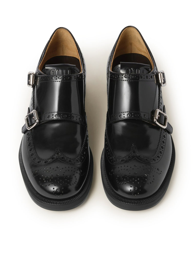 Church`s X Miu Miu Monk Brogue shoes in brushed leather