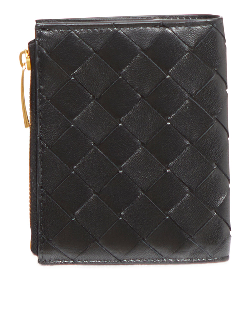 Small Bi-Fold Woven Wallet With Zip