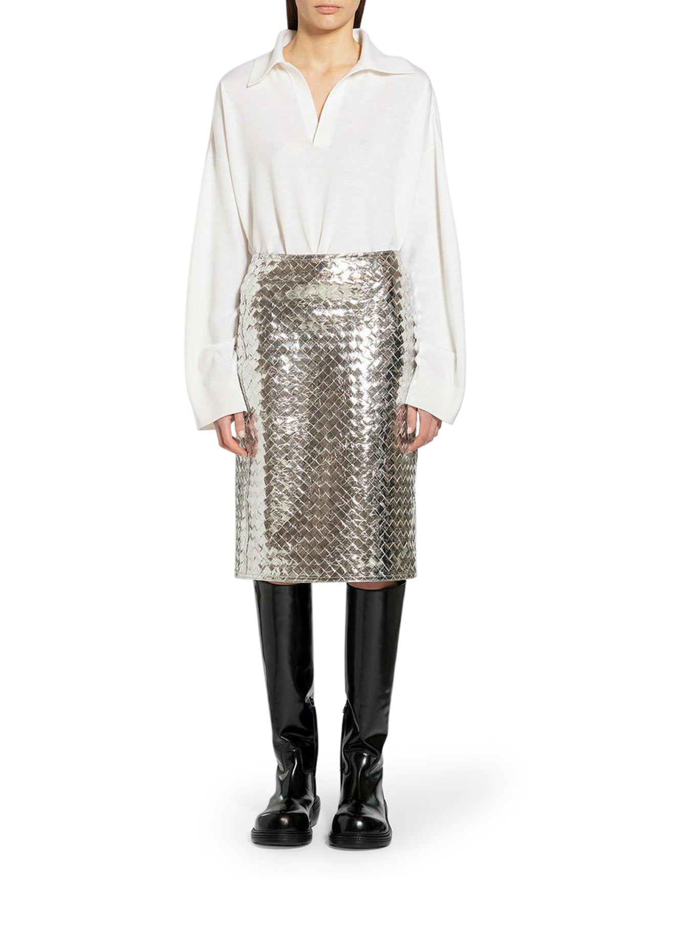 Bottega veneta women`s silver skirt