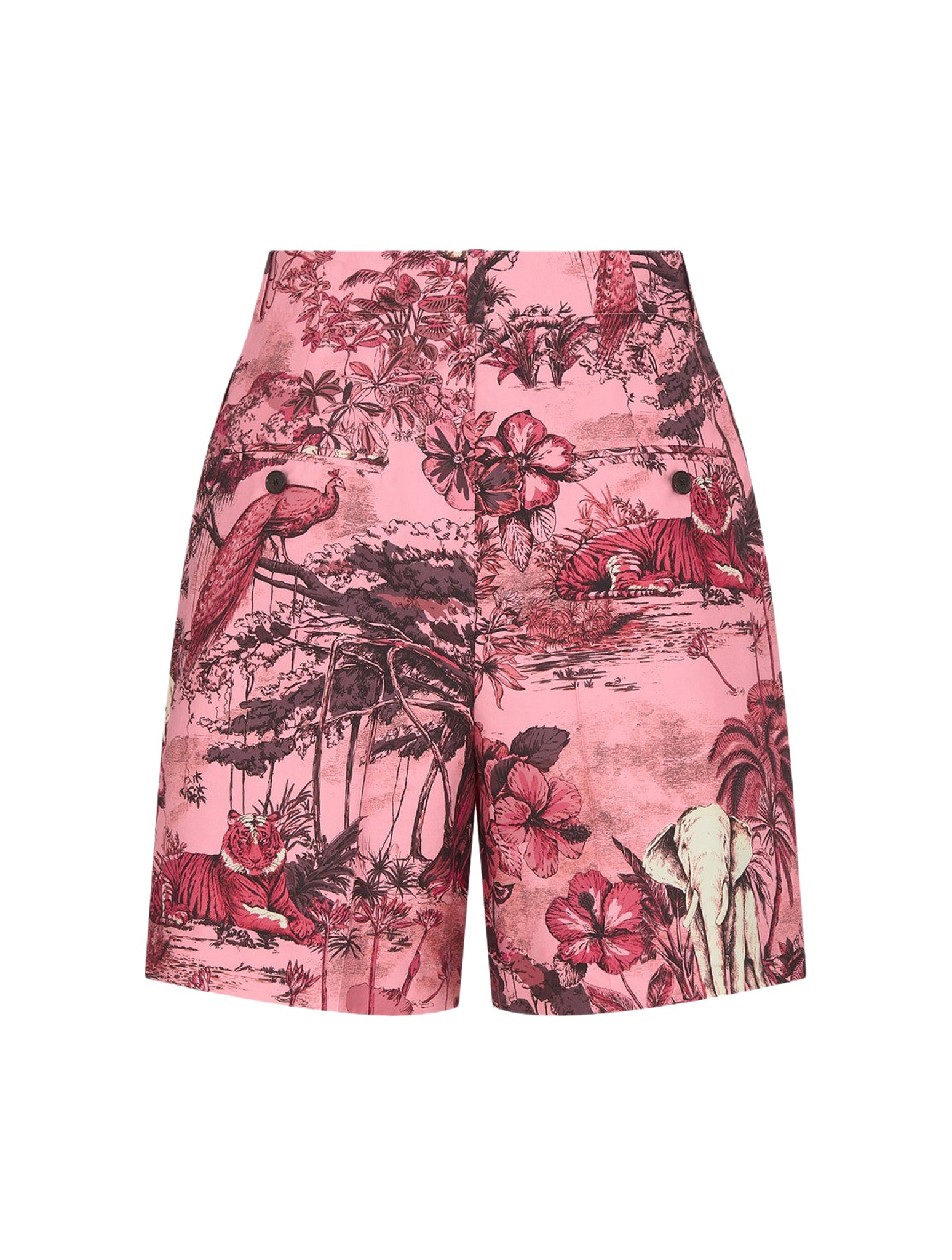 Poplin shorts in pink cotton and silk with Toile de Jouy Voya motif