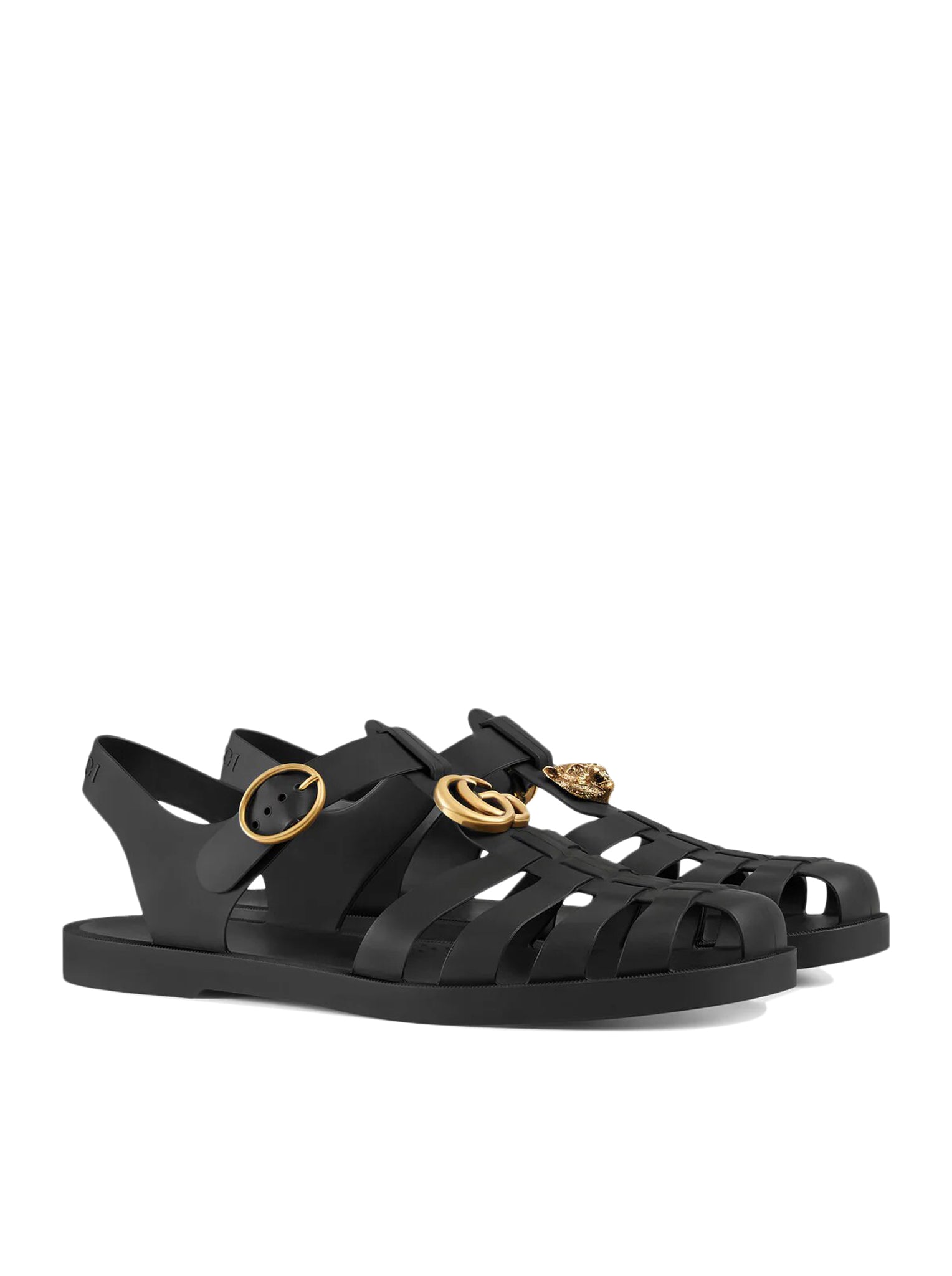 Gucci Rubber Buckle Strap Sandal in Green for Men