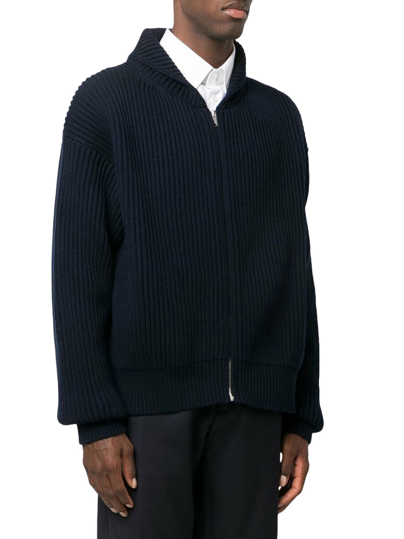 ribbed-knit wool cardigan