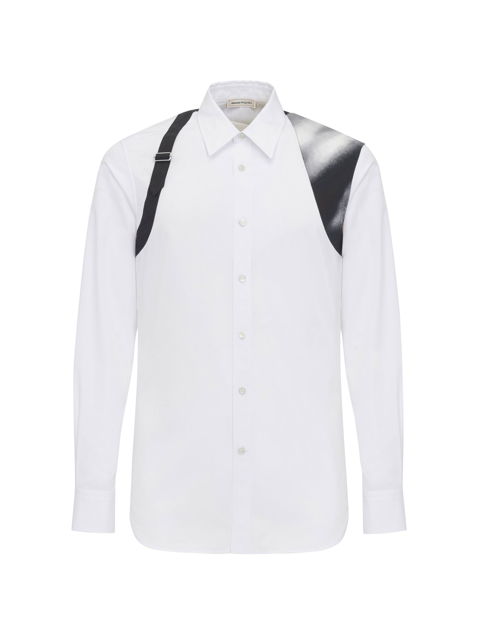 Men`s Solarised Flower Print Harness Shirt in White