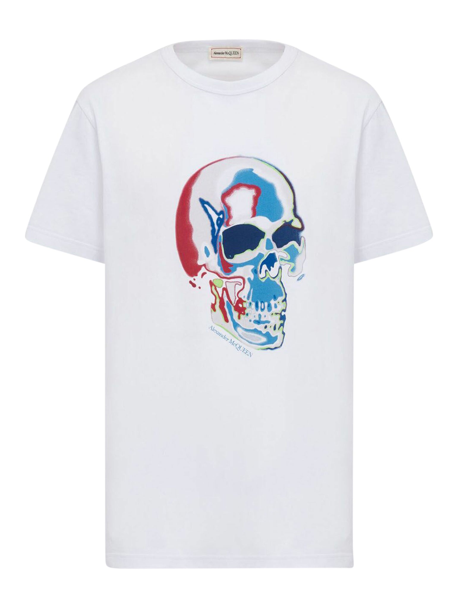 Men`s Solarised Skull T-shirt in White/multicolour