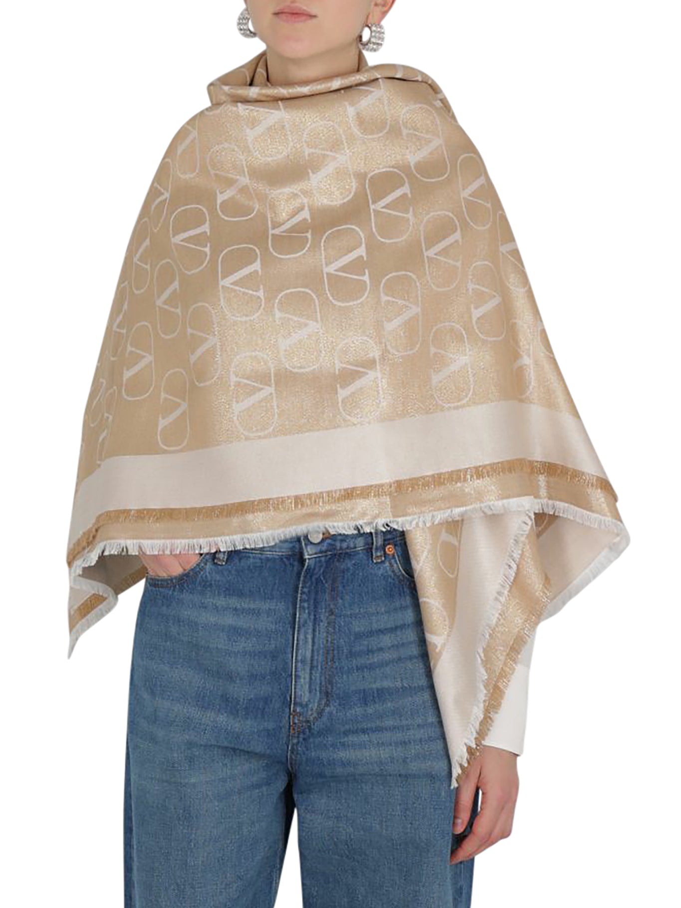 Louis Vuitton Brown and Beige Monogram Silk/Acetate Chiffon Scarf