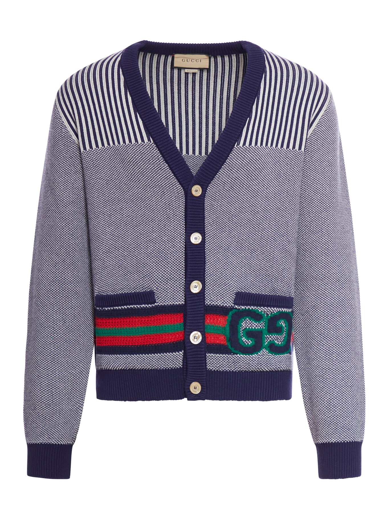CARDIGAN IN WOOL AND COTTON WITH GG