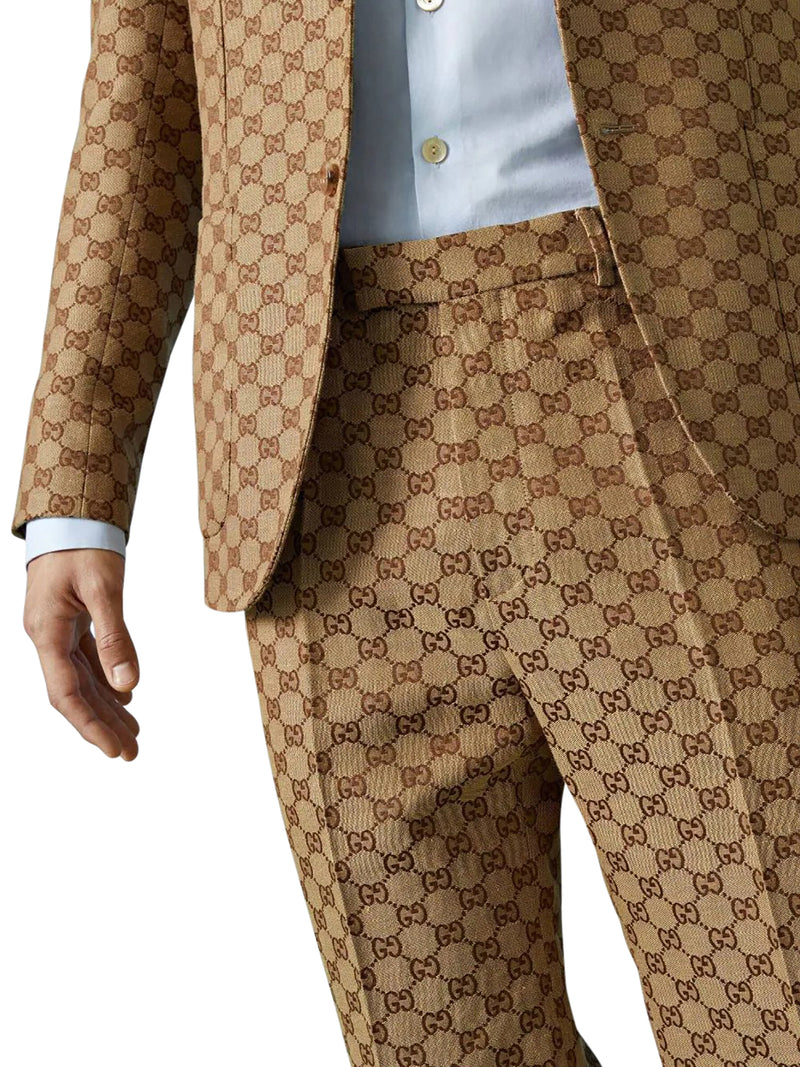 Gucci Monogram-print Drawstring Trousers in Brown for Men