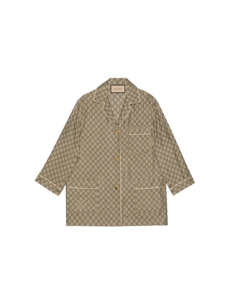 Red GG-jacquard check wool overshirt, Gucci