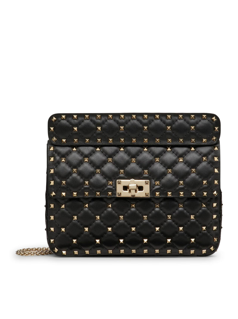 Small Nappa Rockstud Spike Bag for Woman in Black