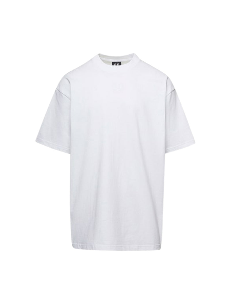 CREW NECK T-SHIRT WITH EMBROIDERED LOGO AND PRINT ON THE WHITE BACK