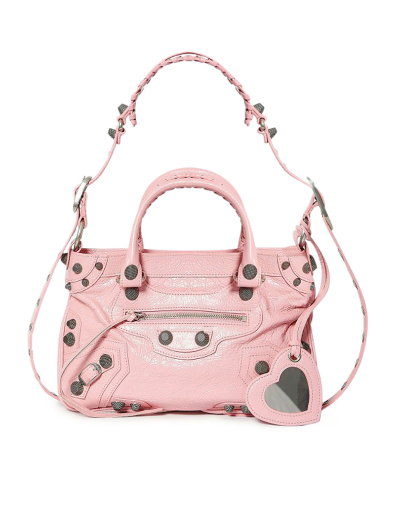 Balenciaga Mini Le Cagole Leather Heart Crossbody Bag Sweet Pink