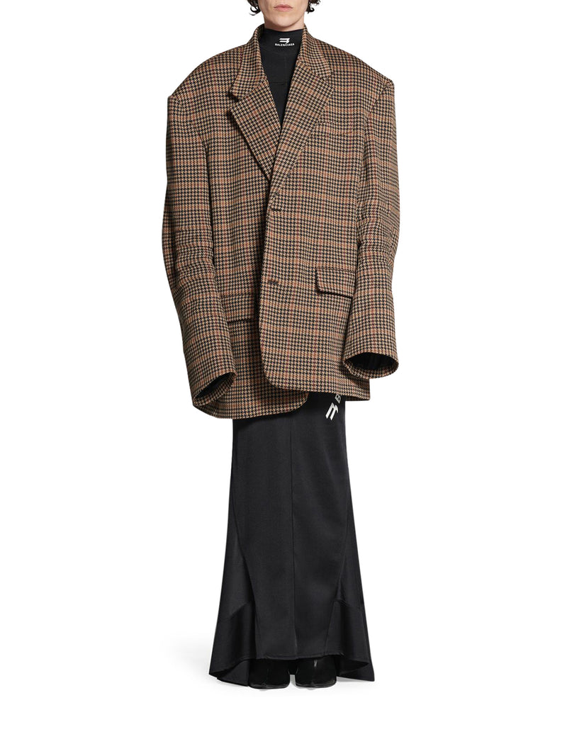 Tailored knit jacket with beige houndstooth pattern