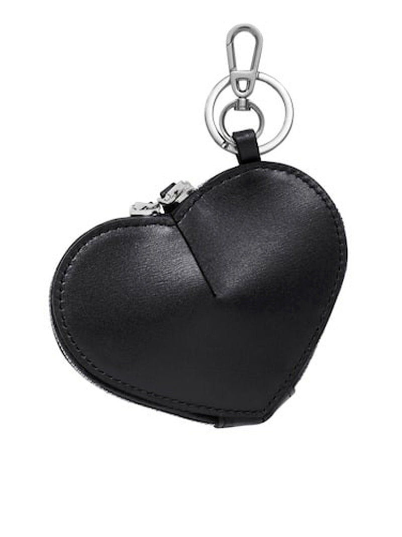 Heart Shaped Leather Coin Pouch in Black