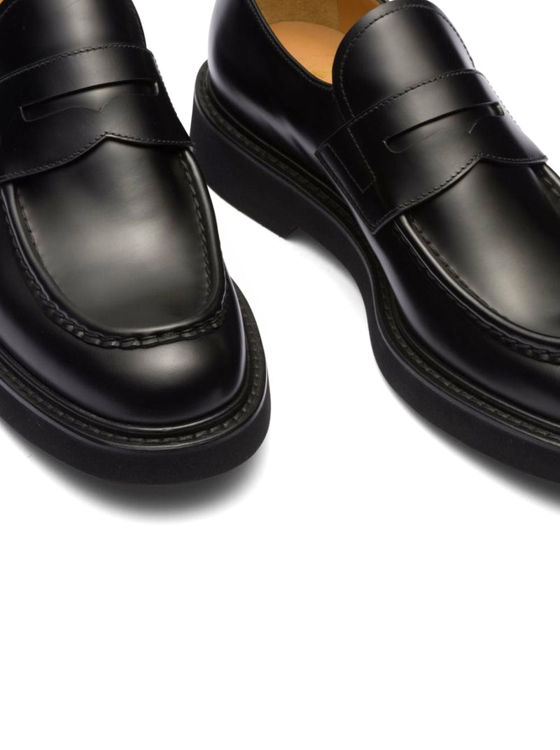 seam-detail leather loafers