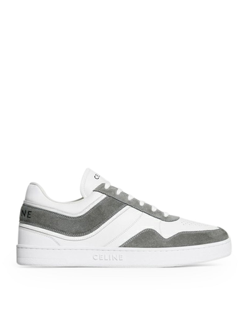 CELINE LOW TRAINER LACE-UP SNEAKER IN SUEDE CALFSKIN AND CALF LEATHER