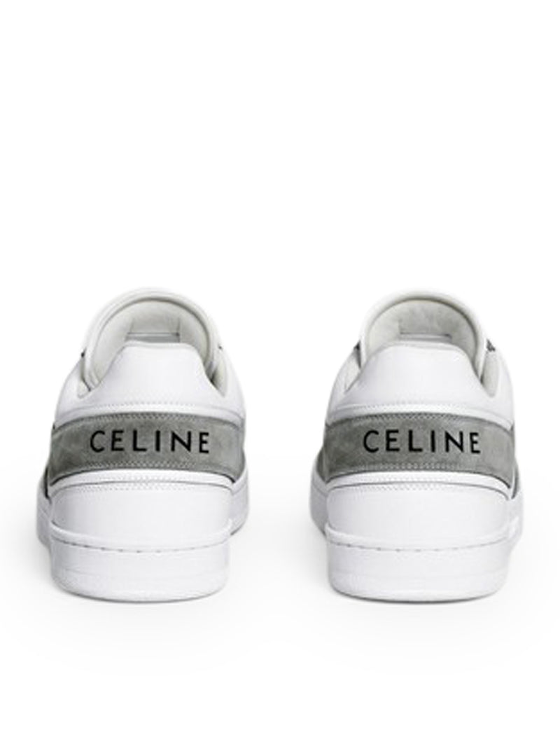 CELINE LOW TRAINER LACE-UP SNEAKER IN SUEDE CALFSKIN AND CALF LEATHER