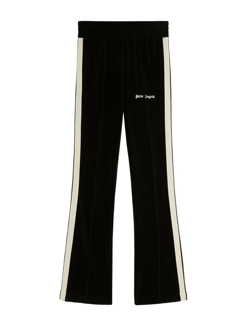 tripe-detail velvet track pants