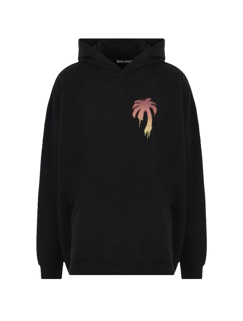 Black Logo-embroidered cotton-jersey hoodie, Palm Angels