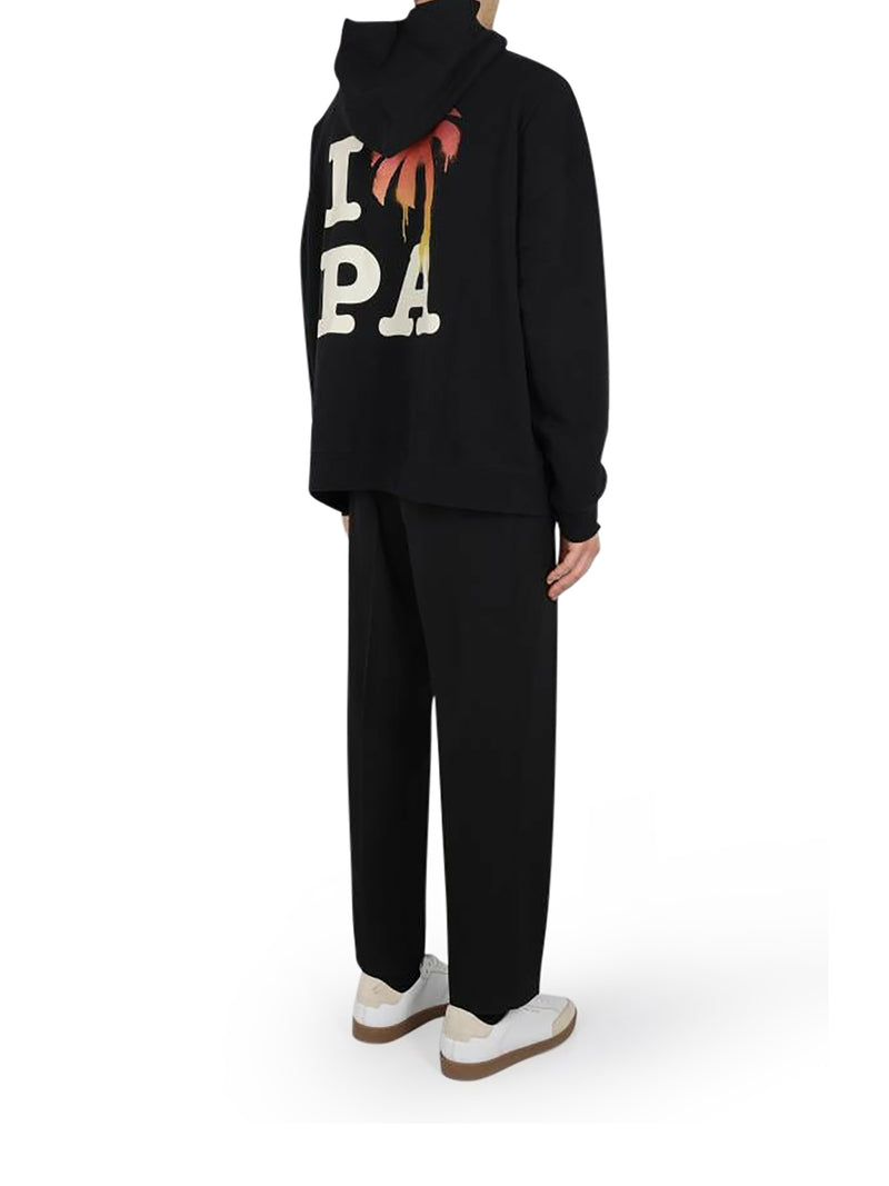 Black Logo-embroidered cotton-jersey hoodie, Palm Angels