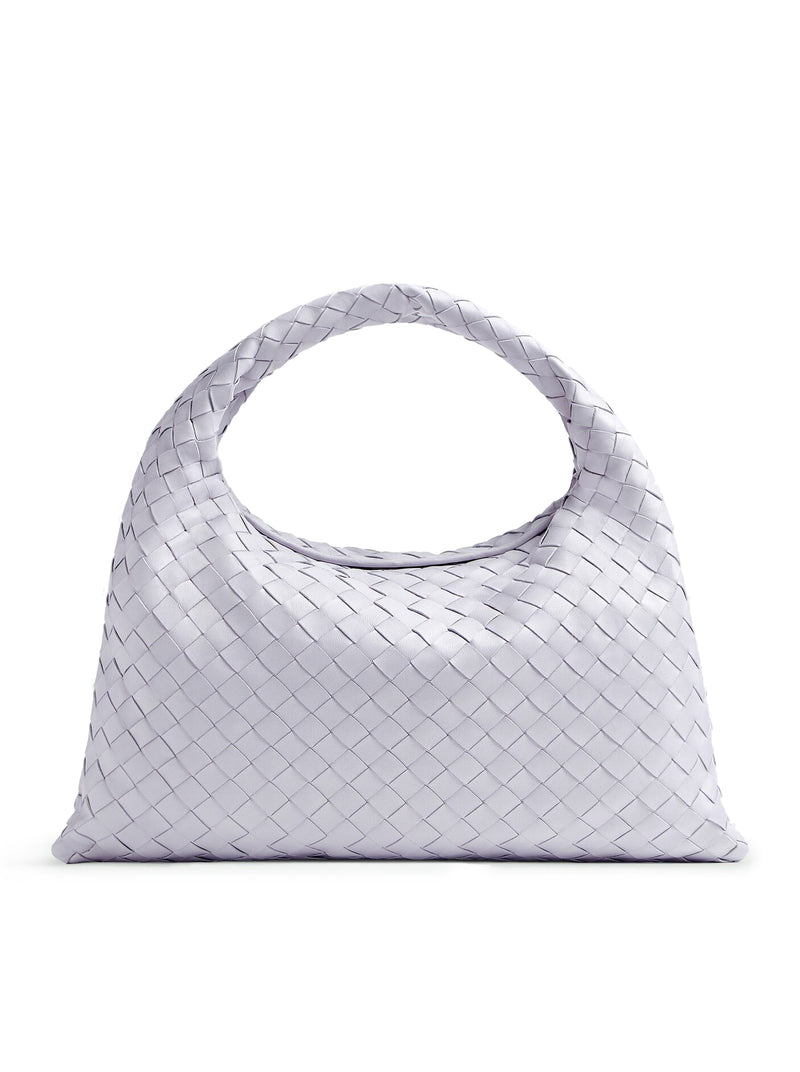 Bottega Veneta Medium Hobo Intrecciato Shoulder Bag In Oyster & Muse Brass