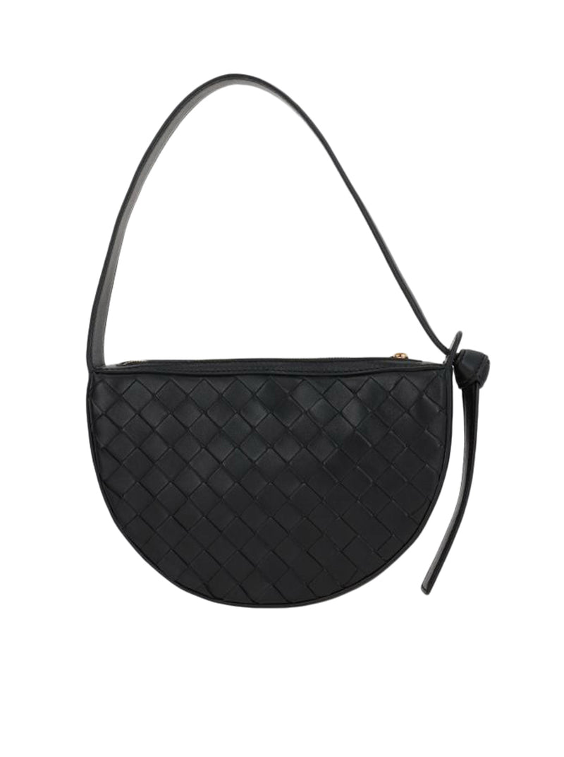 Black Hop small Intrecciato-leather shoulder bag, Bottega Veneta