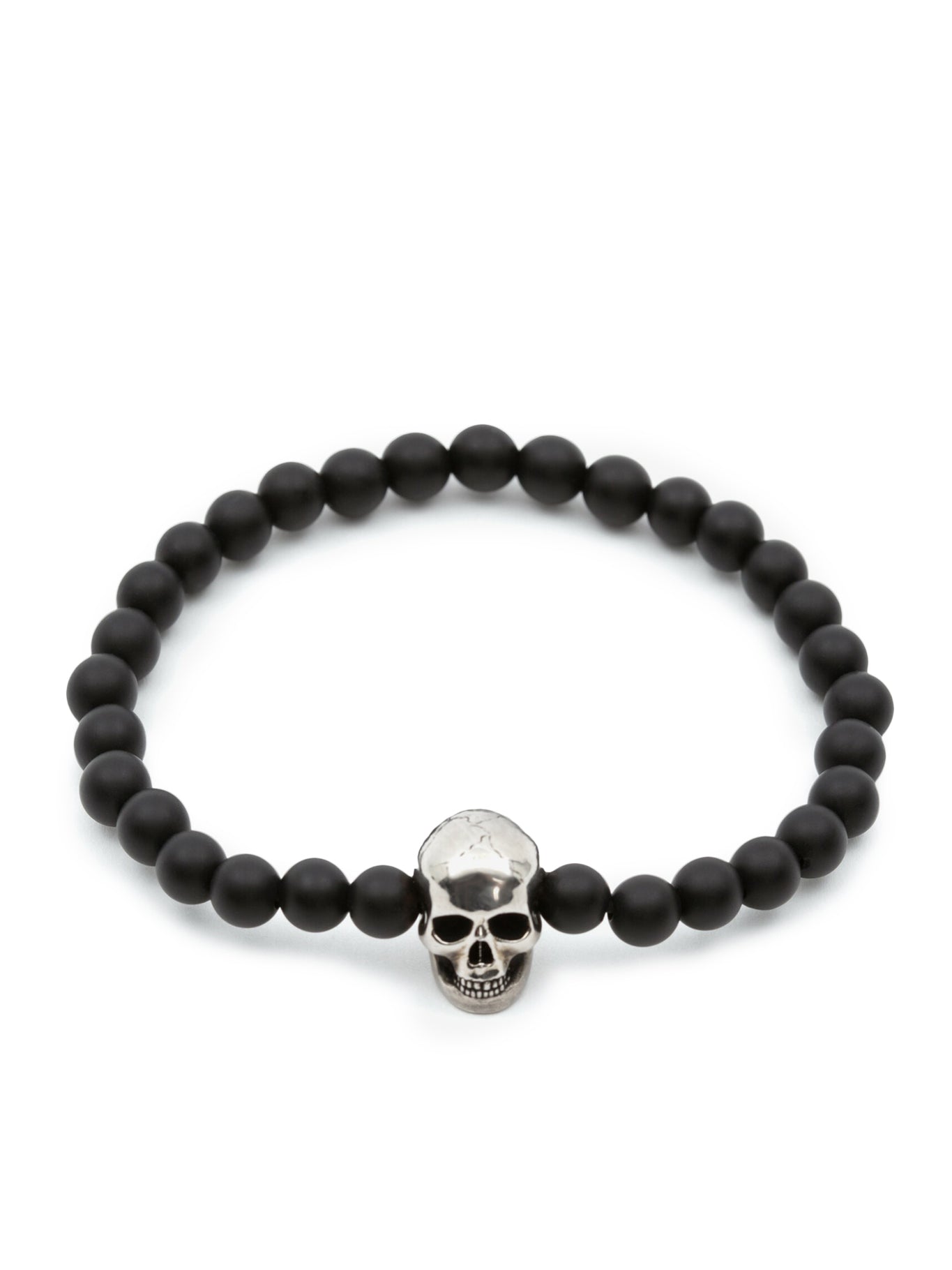 Men`s Skull Beaded Bracelet in Black/silver