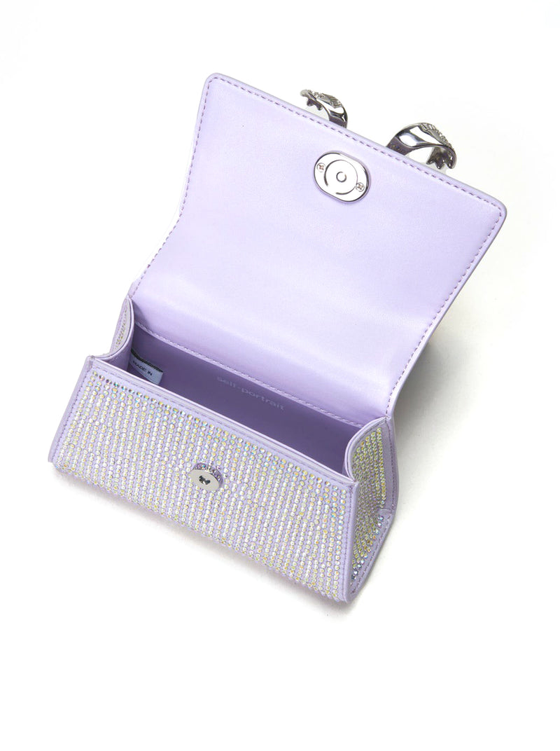 Purple Rhinestone Bow Micro Bag