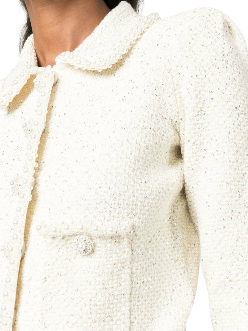 pearl-trim sequin-embellished jacket