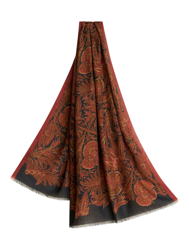 ETRO paisley-print cashmere-blend scarf - Red