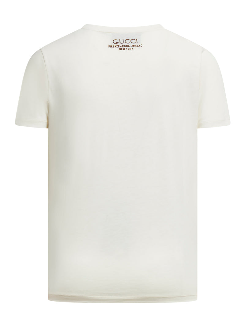 Logo Cotton T Shirt in White - Gucci