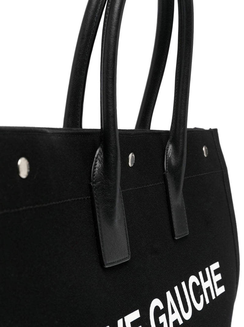 Rive gauche tote bag in raffia and leather