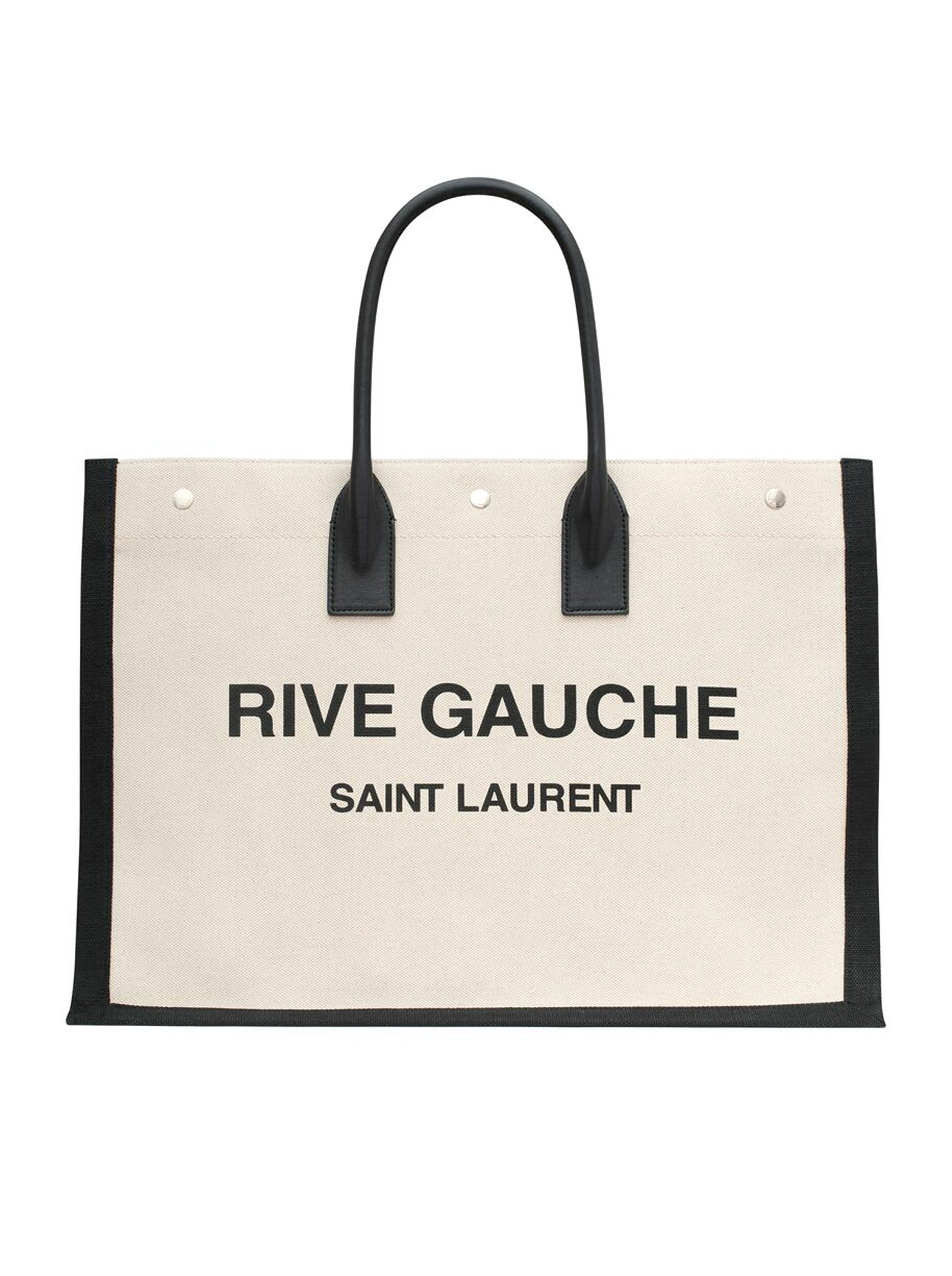 Saint Laurent Black/Beige Embroidered Canvas Rive Gauche Tote Saint Laurent  Paris