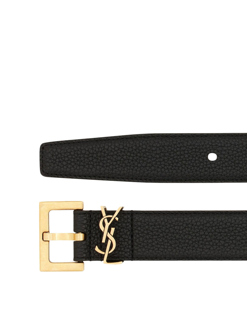 CASSANDRE HAMMERED LEATHER BELT WITH SQUARE BUCKLE