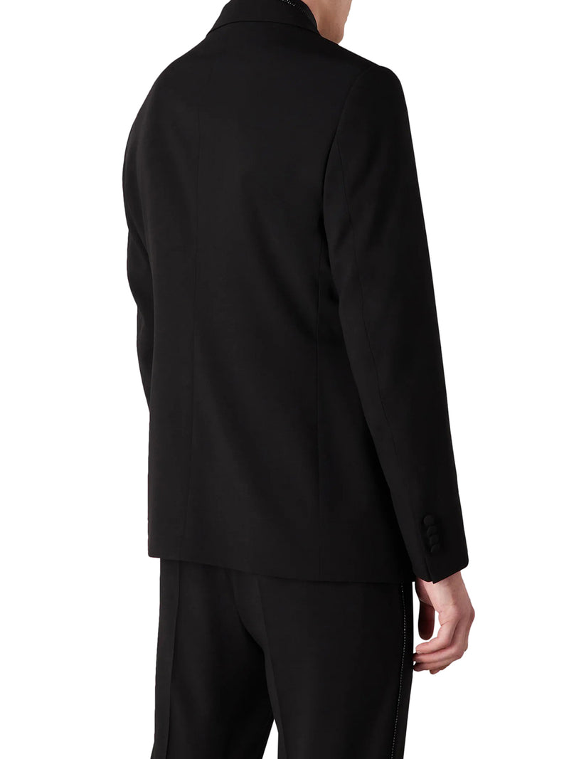 Giorgio`s Wool crepe single-breasted jacket with rhinestone detail