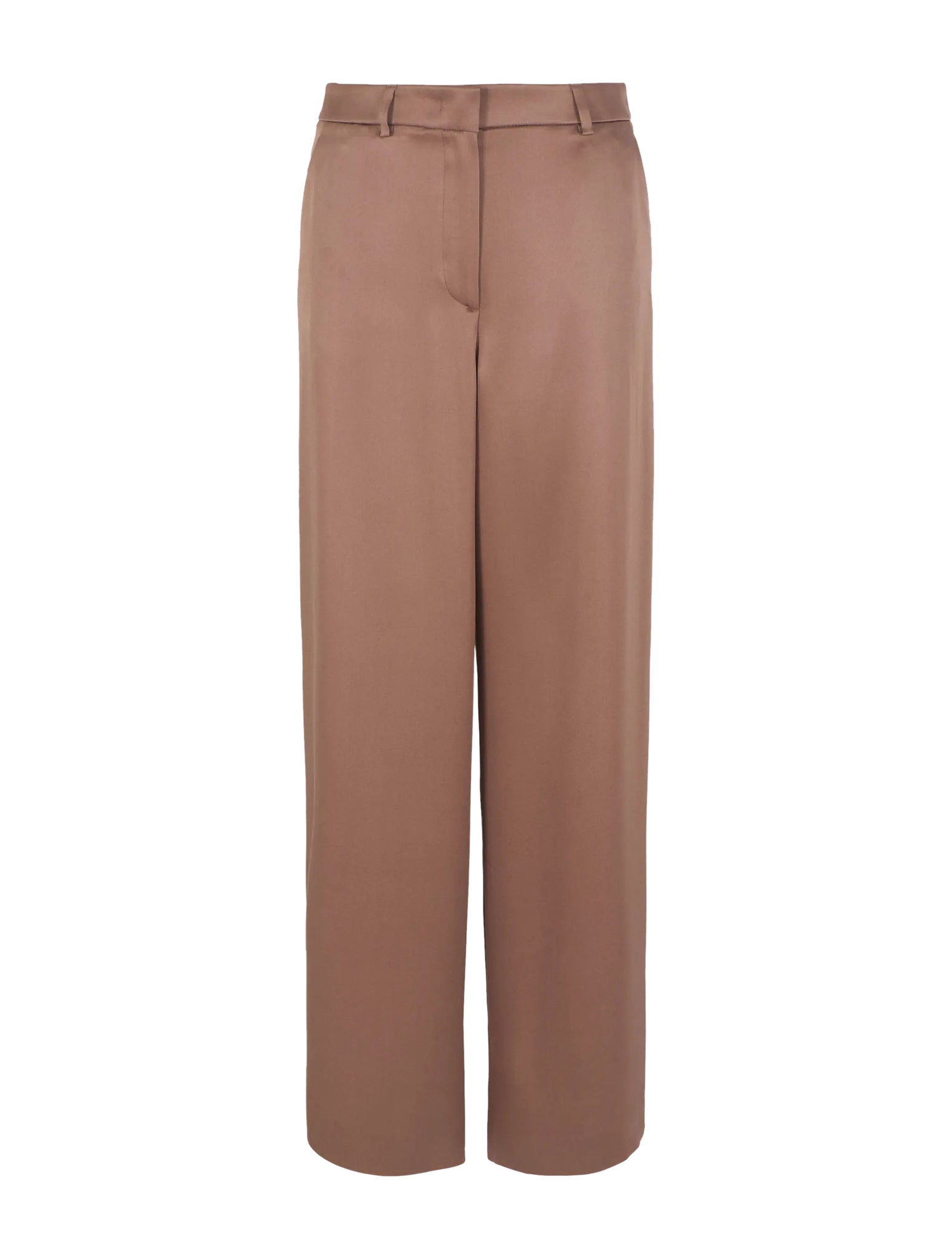 Flat front trousers in double silk satin