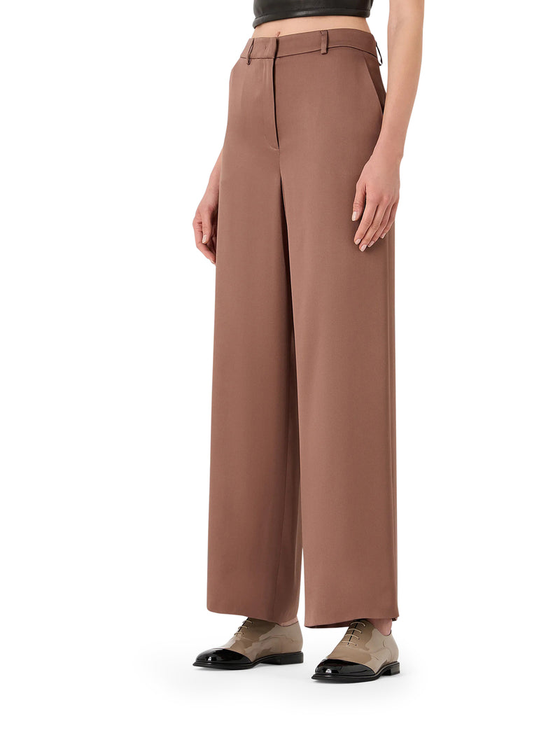 Flat front trousers in double silk satin