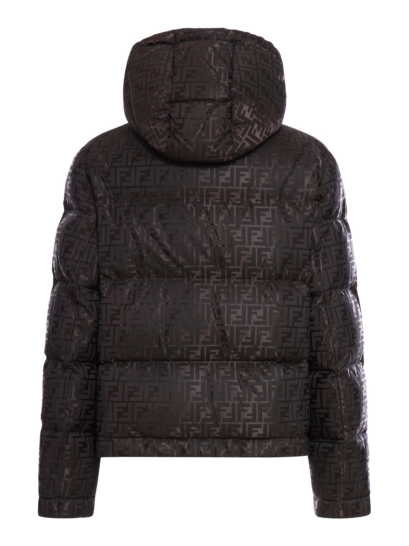 Down jacket in brown technical fabric