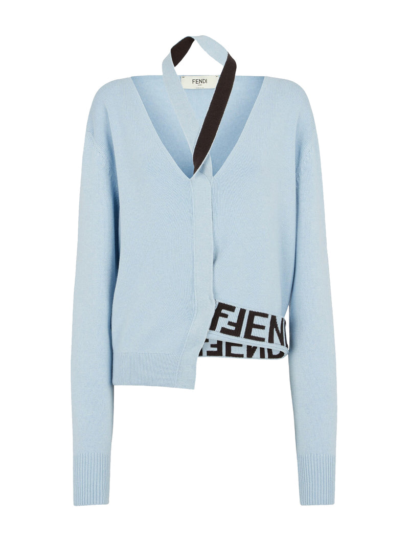 Light blue cashmere and wool cardigan