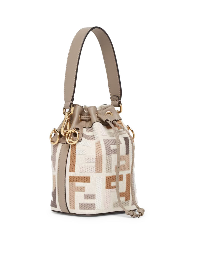 FENDI: Mon Tresor bag in canvas with thread-embroidered FF monogram -  Multicolor