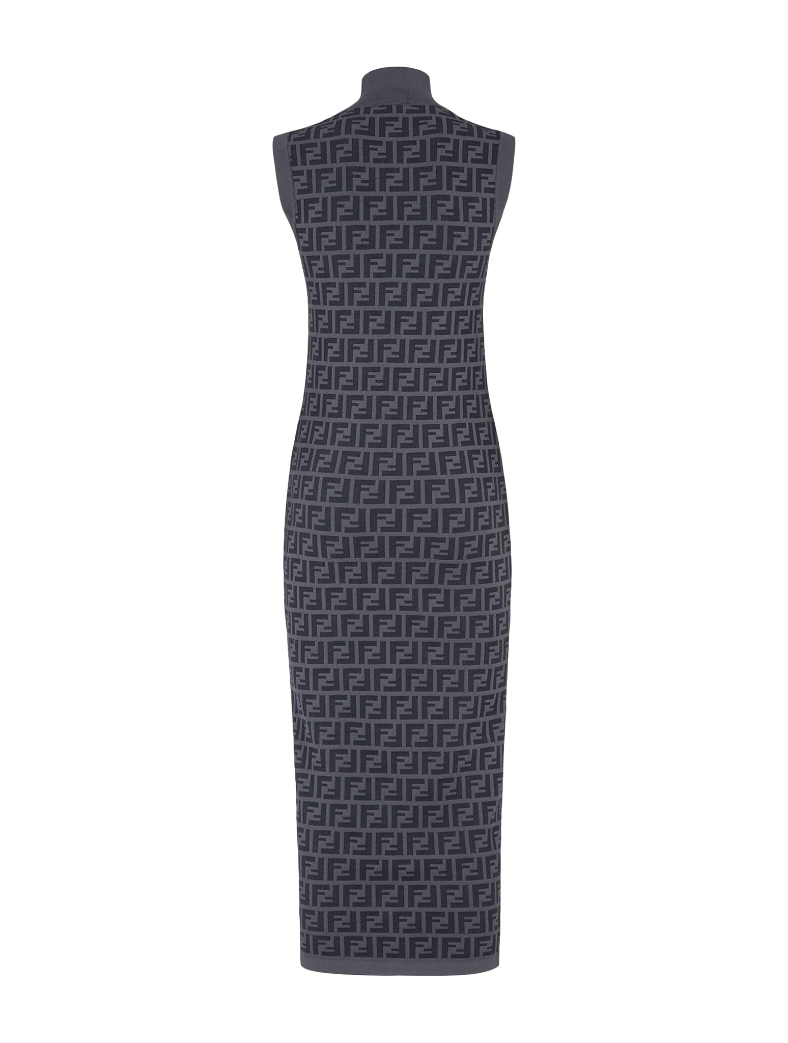 Blue viscose dress with FF pattern