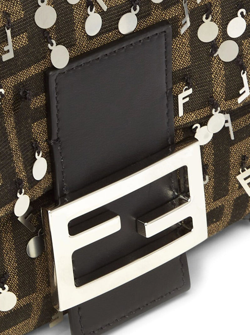 FENDI: Baguette bag in fabric with FF jacquard pattern and sequins