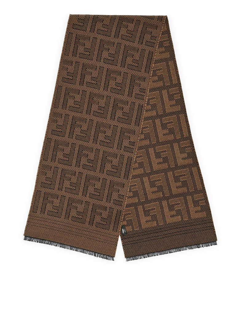 Brown wool and silk scarf – Suit Negozi Row