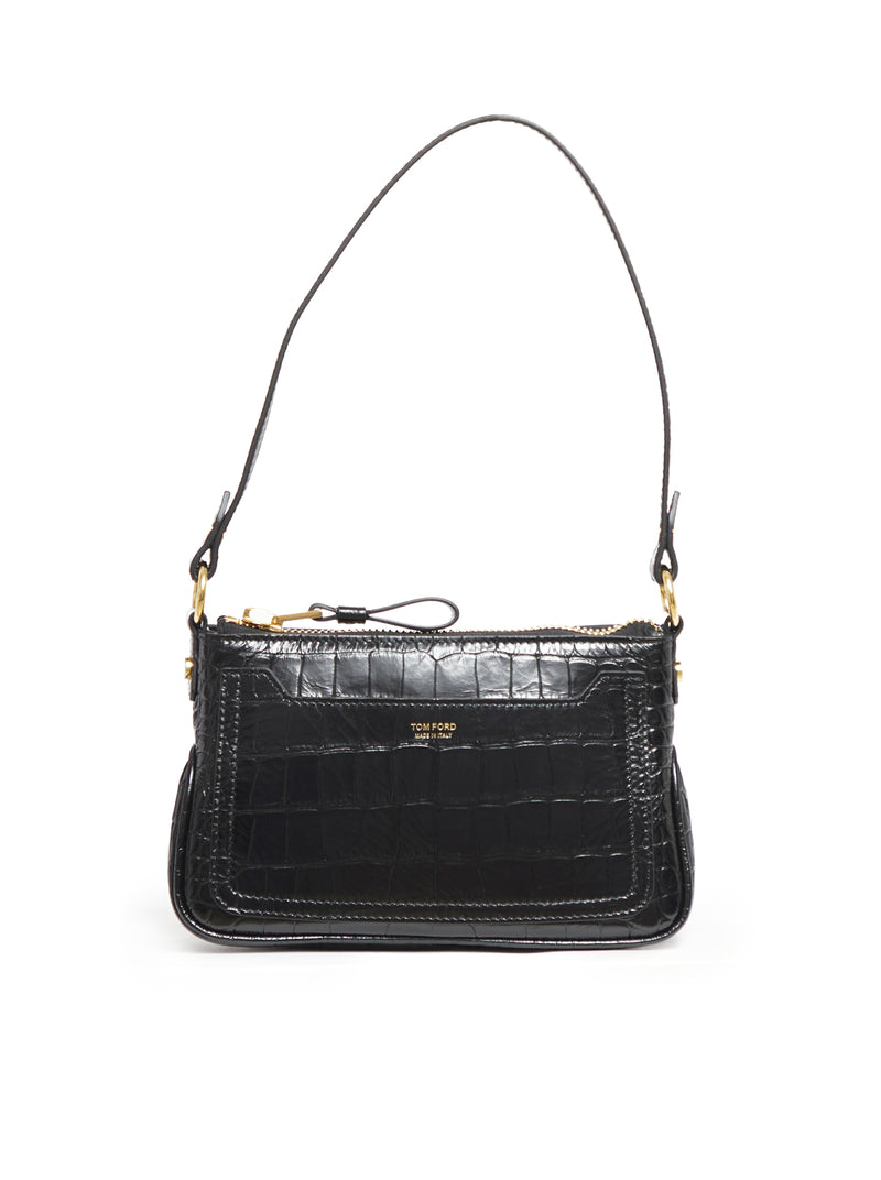 TOM FORD: croco print leather bag - Black  Tom Ford crossbody bags  S0447LCL350G online at