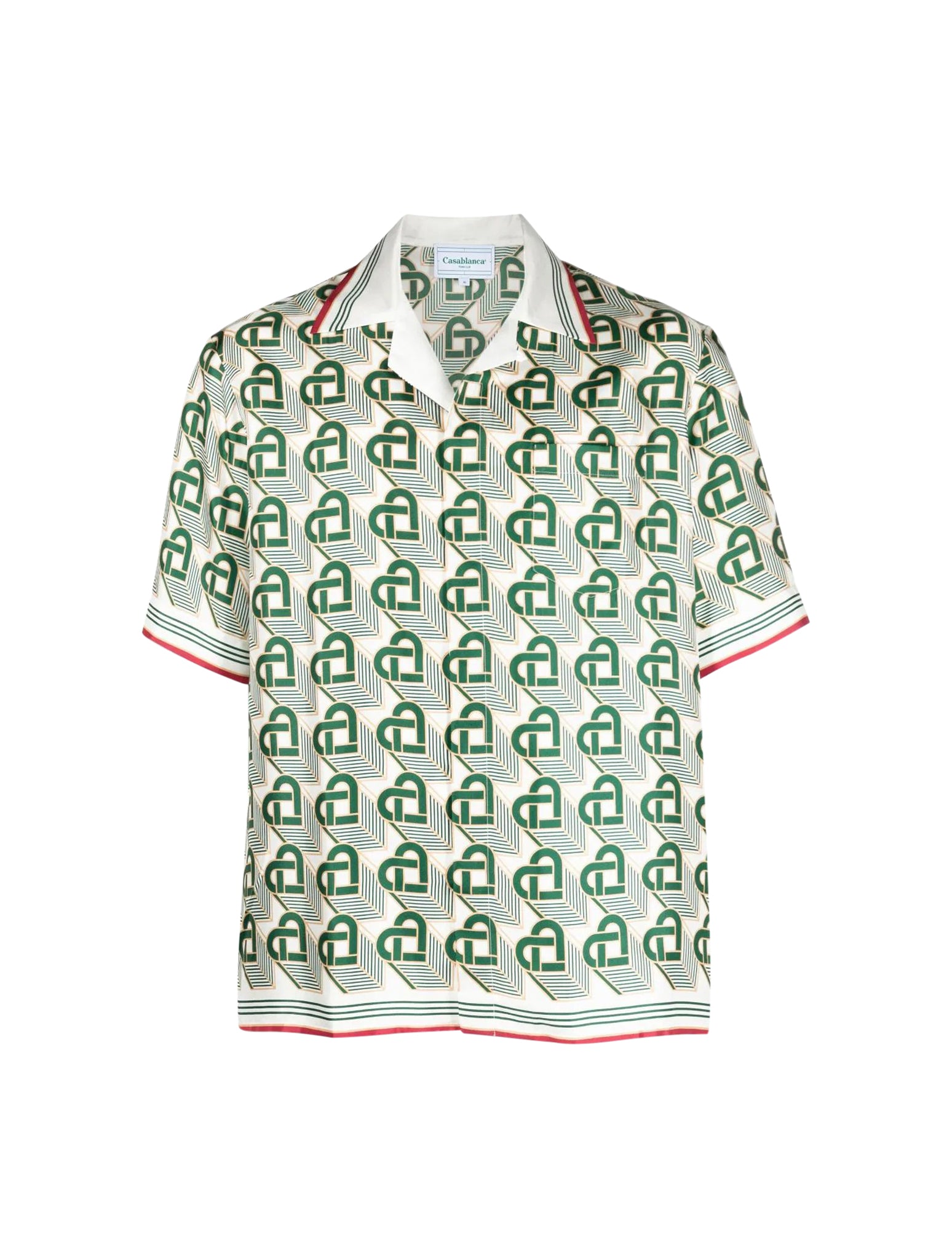 Casablanca Cuban Collar Short Sleeve Silk Shirt - Green (Heart Monogram) -  MF23-SH-003-05