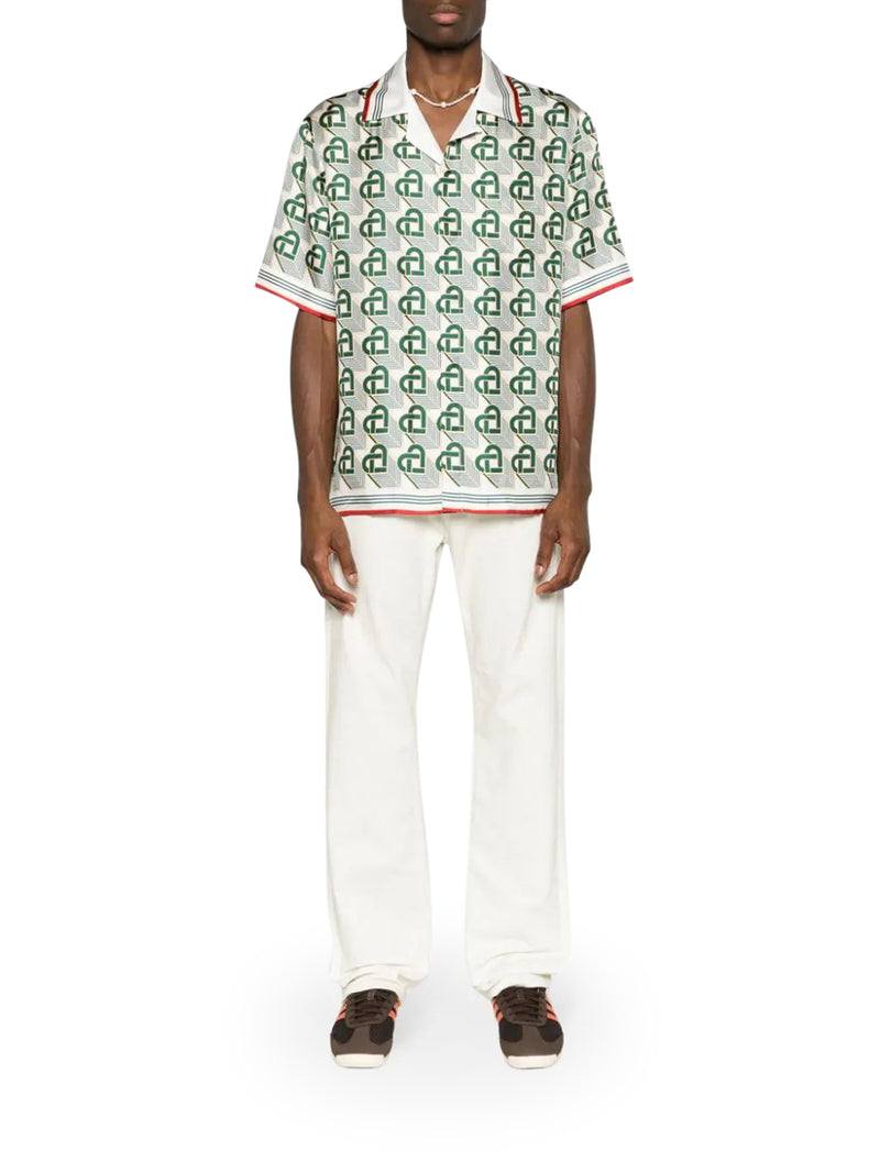 Louis Vuitton Monogram Printed Short-sleeved Silk Shirt Gibraltar Sea. Size S0