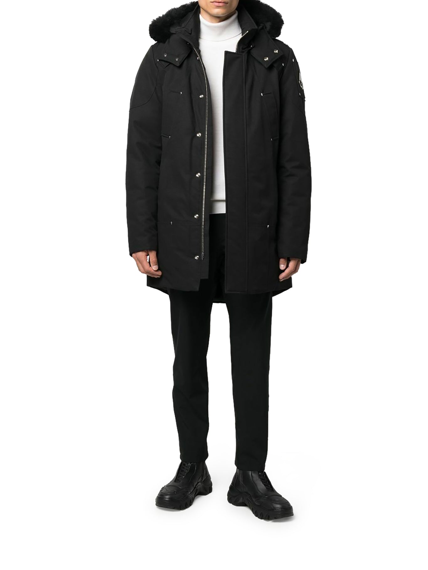 Parka with shearling lapels