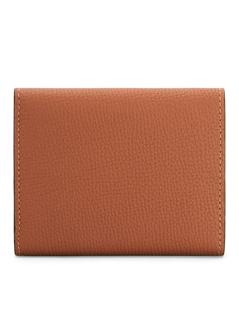 SMALL TRIFOLD WALLET IN GRAINED CALFSKIN - PEBBLE