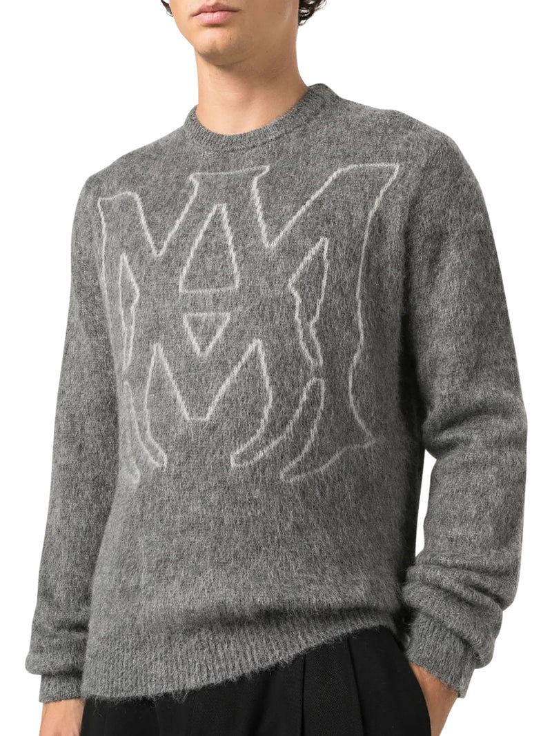 BRUSHED MOHAIR MA LOGO CREW