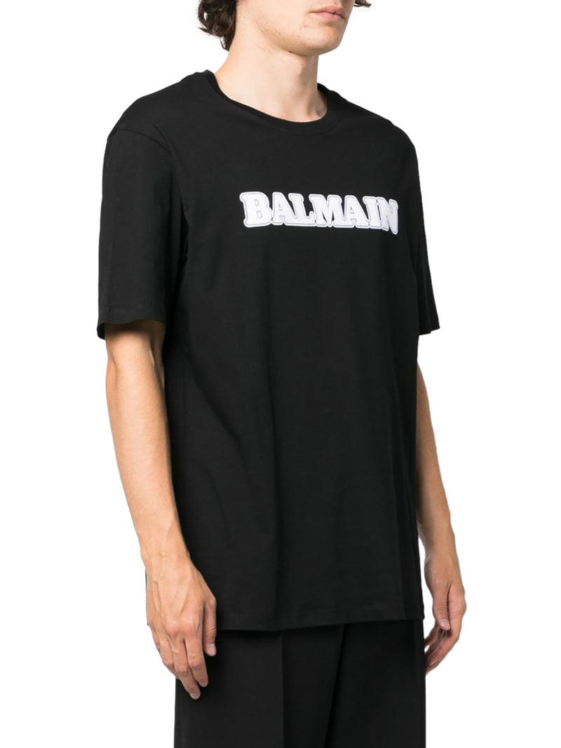 Balmain Flocked-monogram T-shirt - Black