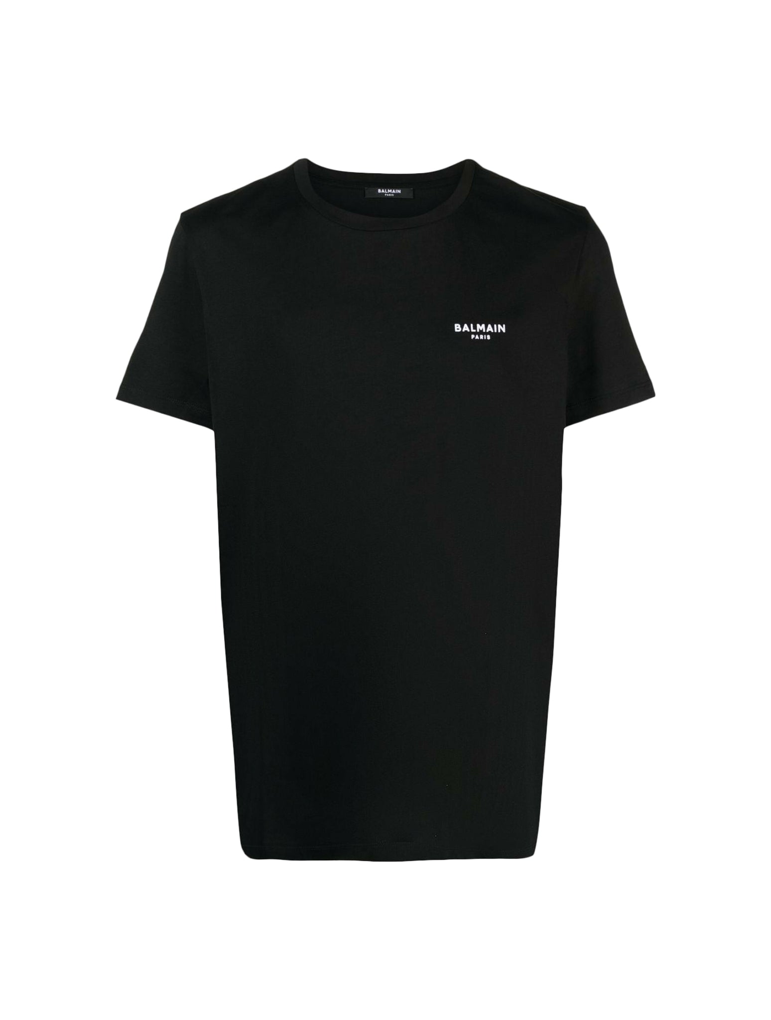 Balmain All Over Flock Logo Monogram Print Black T-shirt - T